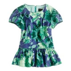 J.CREW Peplum top Blue/Green Darren top Size 6